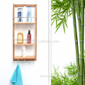 Wholesale Bamboo Bathroom Shelf Top Quality Bamboo Wall-Mounted Bath Rack With 3 Tiers And 3 Hooks For Towels